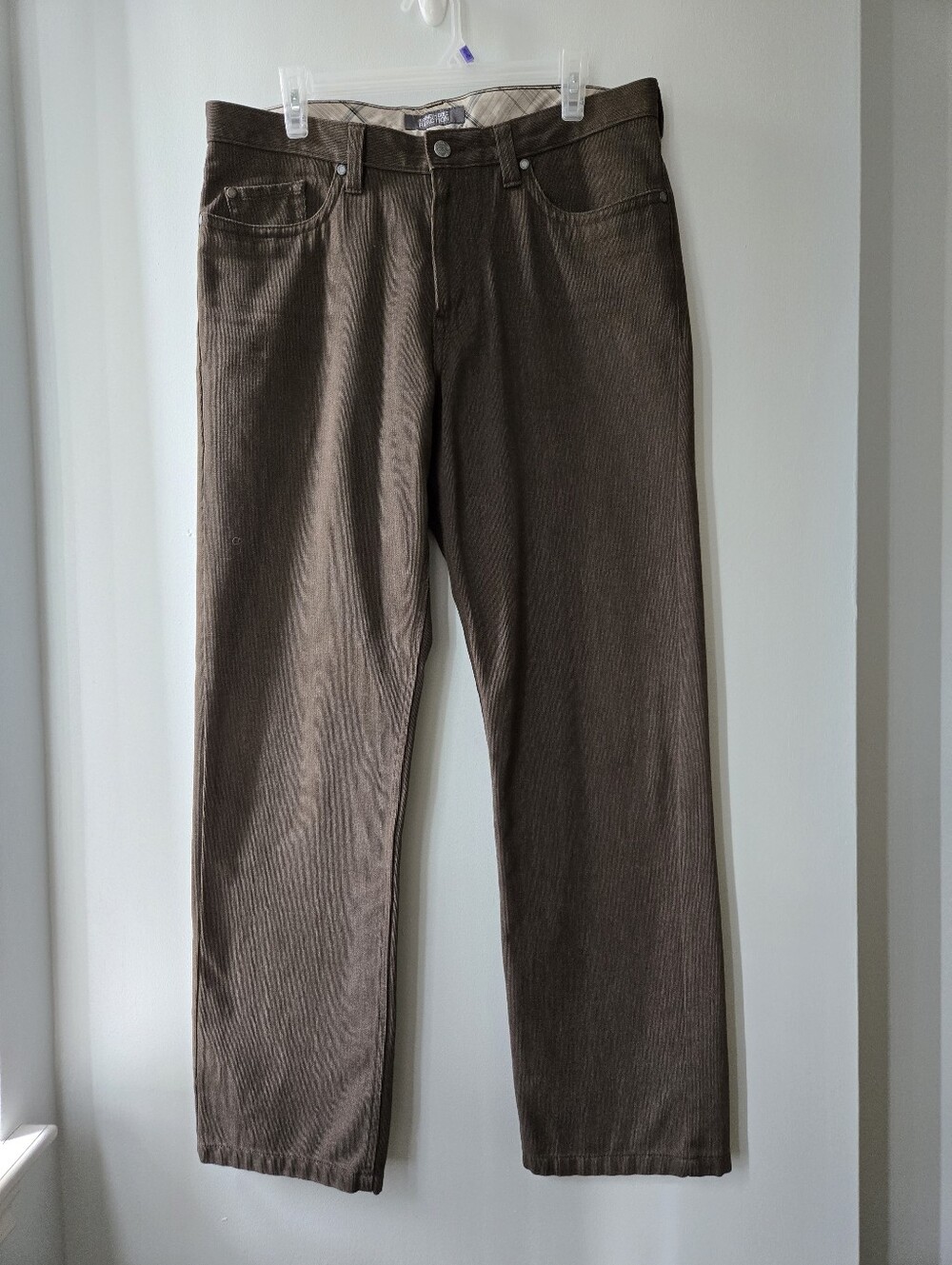 Kenneth Cole Brown Mens 34x32 Soft Twill Denim Trousers Cotton Blend Work Retro